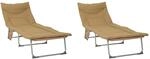 vidaXL Klappbare Sonnenliege mit Kissen 2 pcs Beige, verstellbare Sonnenliege,