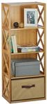 Relaxdays Regal Bambus mit Korb, 2, 3 und 4 Ablagen, Holz Standregal, Badregal,
