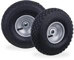 Relaxdays 4 x Sackkarrenrad 3.00-4, luftbereiftes Komplettrad mit Stahlfelge,...