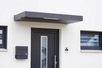 Gutta Rechteckvordach BS Plus 200 mit Wasserspeier Links - Anthrazit mit Melder 