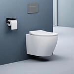 doporro H&auml;nge-WC Wei&szlig; Wand-WC Toilette mit Soft-Close Sp&uuml;lrandloses aus...