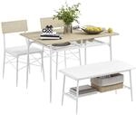 HOMCOM Essgruppe Esstisch mit Bank und 2 St&uuml;hlen Platzsparend K&uuml;chentisch-Set...
