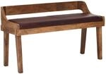 FineBuy gepolsterte Sitzbank mit Lehne 108 cm Massivholz Echtleder Braun -...