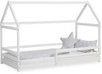 Homestyle4u 2385, Bodenbett 90x200 mit Rausfallschutz Wei&szlig; Holz Hausbett...
