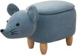 SVITA Tierhocker Stauraum Kinderhocker Sitzhocker Kinderzimmer Sitzbox Maus Blau