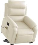 vidaXL Massagesessel mit Aufstehhilfe Elektrisch Creme Kunstleder
