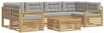 vidaXL Outdoor-Sofagarnitur 7 pcs Wei&szlig; und Hellgrau Polyester, Gem&uuml;tliches