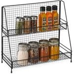 Relaxdays Gew&uuml;rzregal, 2 Etagen, Metall, K&uuml;chenregal f&uuml;r Gew&uuml;rze, freistehend,