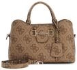 GUESS Umh&auml;ngetasche Handtasche Janie Logo Girlfriend Satchel Latte Logo...
