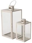 Boltze Arania Laterne Beige 25-40cm 2-teilig Kerzenhalter aus Hochwertigem Material