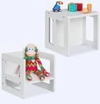 Relaxdays Sitzhocker Kinder 2er Set, Wendehocker, 2 Sitzh&ouml;hen, mit Armlehnen, HxBxT: