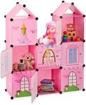 Relaxdays Steckregal Kinderzimmer, Prinzessinnenschloss, Kunststoff, DIY Schrank mit