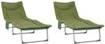 vidaXL Klappbare Sonnenliege mit Kissen 2 pcs Dunkelgr&uuml;n, verstellbare...