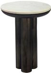 FineBuy Beistelltisch Metall mit wei&szlig;er Marmor Tischplatte 36cm Rund - Design