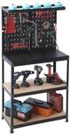 Relaxdays Werkbank, HBT: 155x80,5x41 cm, 3 Ebenen, mit Lochwand, Ablage & Zubeh&ouml;r,
