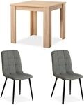 Homestyle4u Tisch mit 2 St&uuml;hle, Essgruppe mit 2 St&uuml;hlen Grau, K&uuml;chentisch...