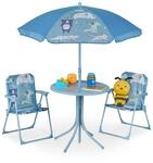 Relaxdays Camping Kindersitzgruppe, Motiv Tiere, Kindersitzgarnitur mit Sonnenschirm,