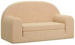 vidaXL Kinder-Schlafsofa 2-Sitzer Creme Weicher Pl&uuml;sch, Kindercouch,...