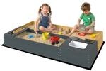 AIYAPLAY Sandkasten 2-teilig 150 x 90 cm Sandkiste aus Holz mit Sitzbank...