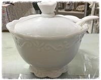 Chic Antique Zuckertopf Provence Zuckerdose mit L&ouml;ffel wei&szlig; Landhausstil...