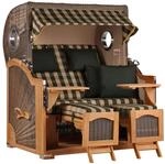MR. DEKO&reg; Strandkorb D&uuml;ne Grande XL 2,5-Sitzer Teak | PE Geflecht Grey -...