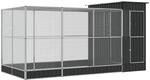 vidaXL Voliere mit Erweiterung Silber 416 x 203 x 216 cm Stahl