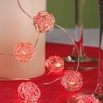 hellum LED Lichterkette innen mit Rosen, 20 LED Rosen rot, Lichterkette