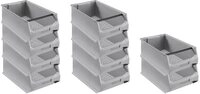 SparSet 10x Graue Sichtlagerbox 5.1 mit Griffstange | HxBxT 20x30x50cm | 21,8...