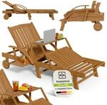 Juskys&reg; Sonnenliege SunScape - Natur, Akazie mit verstellbarem Tisch &...