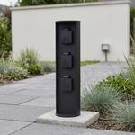 Au&szlig;ensteckdose Garten Aluminium Schwarz IP44 3500W Steckdosens&auml;ule 3 fach