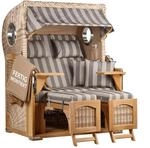 MR. DEKO&reg; Strandkorb D&uuml;ne Teak 2-Sitzer Bullauge | PE Geflecht Shell |...