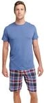Jockey Herren Everyday &frac12; Knit Short Pyjama, Blue Check, L