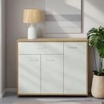 CARO-M&ouml;bel Sideboard Estelle Kommode Mehrzweckschrank, Sonoma Eiche/wei&szlig; mit 3