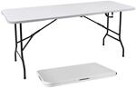 XL Klapptisch wei&szlig; mit Stahlgestell wetterfest - 180x68 cm - Campingtisch gro&szlig;