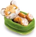 NICI Kuscheltier Tiger 12cm schlafend im K&ouml;rbchen - braun - Stofftier aus weichem