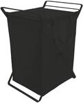 Yamazaki 3167 TOWER W&auml;schekorb mit herausnehmbarer Tasche, schwarz, Stahl/Baumwolle,