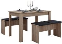 VCM Essgruppe Sonoma-Eiche 110x70x75 cm 2 Sitzb&auml;nke K&uuml;che Holzwerkstoff |...