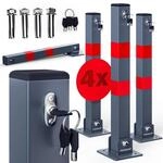 DEUBA&reg; 4x Parkpfosten Parkplatzsperre 3 Schl&uuml;ssel Sperrpfosten klappbar Stahl