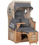 MR. DEKO&reg; Strandkorb D&uuml;ne Single Teak 1-Sitzer Bullauge | PE Geflecht Shell 
