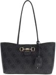 GUESS Schultertasche Shopper Janie Logo Girlfriend Carryall Coal Logo dunkelgrau