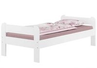 Erst-Holz&reg;Einzelbett 90x200 Kiefer Echtholz waschwei&szlig; mit w&auml;hlbarem Zubeh&ouml;r