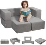 VEVOR Spielsofa Kindersofa aus Chenille-Stoff Bausteine 4-teilig, Kinderspielsofa mit