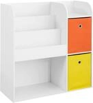 SoBuy KMB37-W Kinder B&uuml;cherregal Kinderregal mit 5 Ablagef&auml;chern und 2...