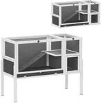 PawHut Hasenstall umbaubar Kaninchenstall aus Holz mit Rampe 120 x 53 x 93 cm