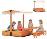 AIYAPLAY Sandkasten mit Dach 184 x 110 x 120 cm Sandkiste aus Holz mit...