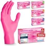 ARNOMED Einweghandschuhe Pink mit 100 St&uuml;ck/Box, Einmalhandschuhe S,