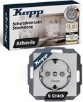 Kopp ATHENIS Schutzkontaktsteckdose in Stahlfarben - 6 St&uuml;ck - 1-fach