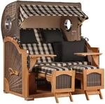 MR. DEKO&reg; Strandkorb D&uuml;ne Grande XL 2,5-Sitzer Teak | PE Geflecht Grey -...