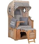 MR. DEKO&reg; Strandkorb D&uuml;ne Single Teak 1-Sitzer Bullauge | PE Geflecht Shell 