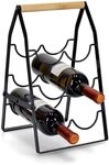 Zeller 27451 Weinregal f&uuml;r 6 Flaschen, Metall/Bambus, schwarz
